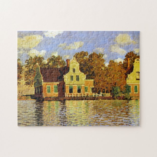 Houses on the Zaan River at Zaandam Monet Fine Art Jigsaw Puzzle (Horizontal)