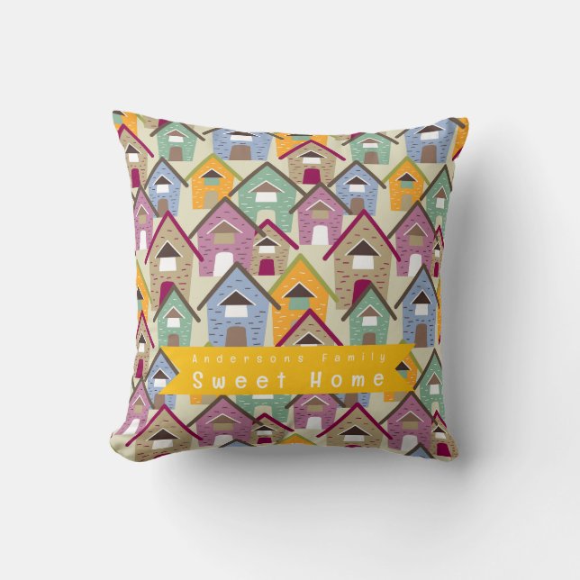 Houses Sage Cushion (Front)