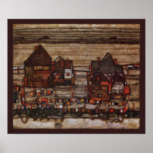 Houses with Laundry by Egon Schiele Poster
