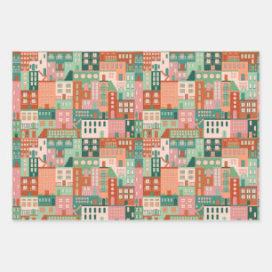 Houses Wrapping Paper Sheet