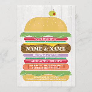 Housewarming BBQ Burger Stack New Home Invite