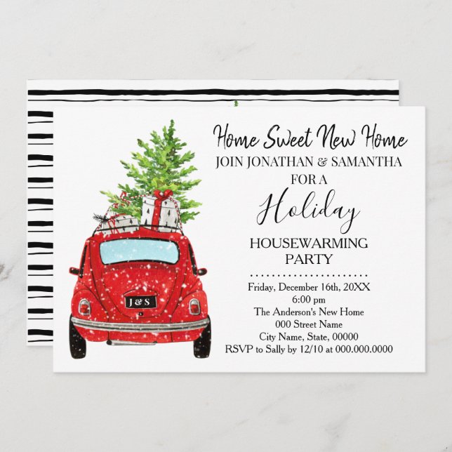 Housewarming Christmas Holiday New Home Bash Invitation (Front/Back)