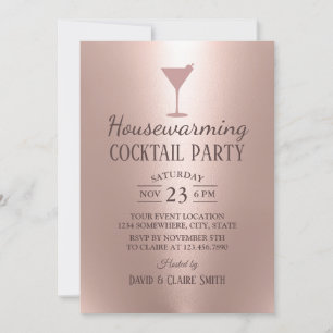 Housewarming Cocktail Party Blush Rose Gold Invitation