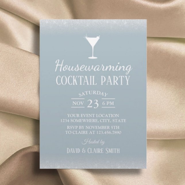 Housewarming Cocktail Party Modern Dusty Blue Invitation (Creator Uploaded)