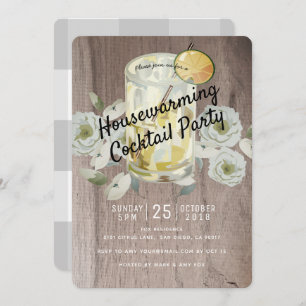 Housewarming Cocktail Party Wood Invitation