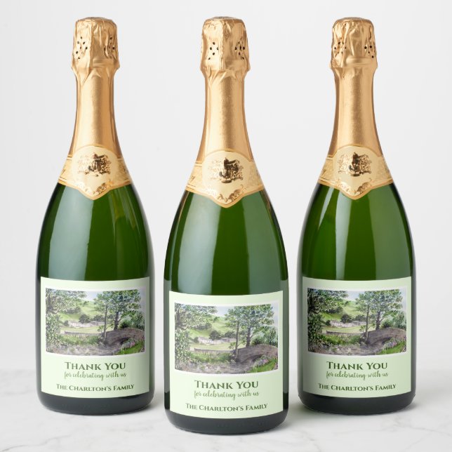 Housewarming Farmhouse Thirlmere Lake District UK Sparkling Wine Label (Bottles)