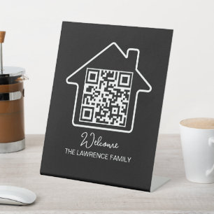 Housewarming Gift   Personalised WiFi QR Code Pedestal Sign