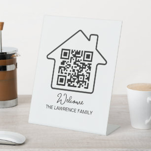 Housewarming Gift   Personalised WiFi QR Code Pedestal Sign