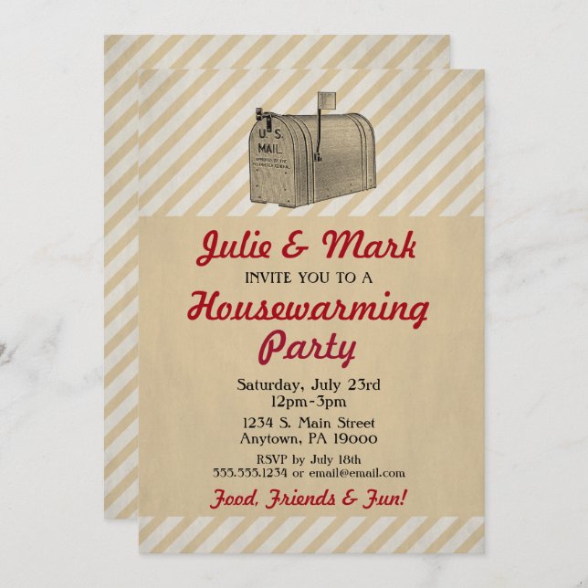 Housewarming Invitation Vintage Rustic Mailbox (Front/Back)
