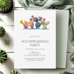 Housewarming Invitations Watercolor Cactus
