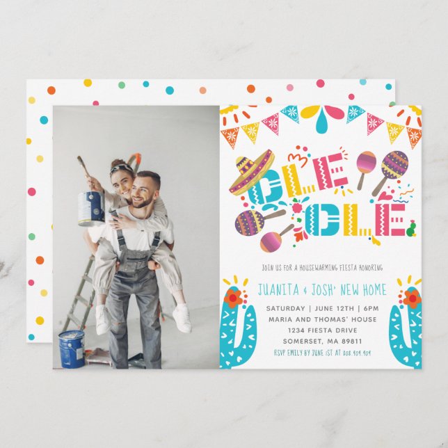Housewarming New Home Ole Ole Fiesta Photo Invitation (Front/Back)