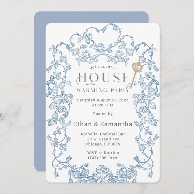 Housewarming Party Blue Template (Front/Back)