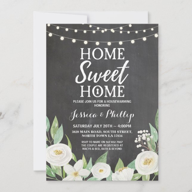 Housewarming Party Chalk Rustic New Home Invite (Front)