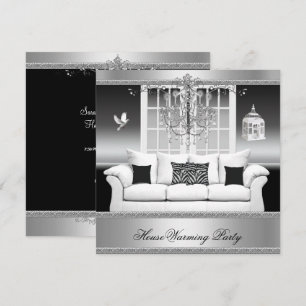 HouseWarming Party Chandelier Rich Silver White Invitation