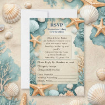 Housewarming Party Coastal Sandy Beach Seashells 