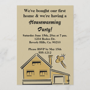 Housewarming Party House & Key Invitation