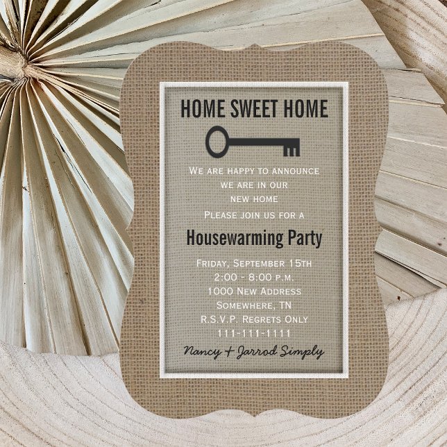 Housewarming Party Invitation Burlap (Creator Uploaded)