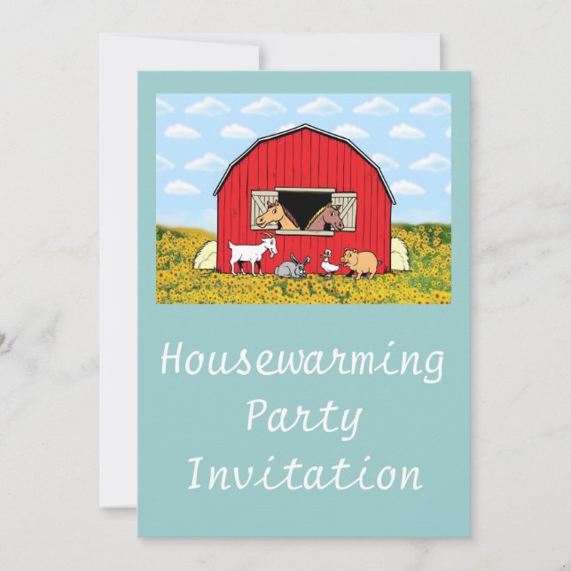 Housewarming Party Invitation farm animals (Front)