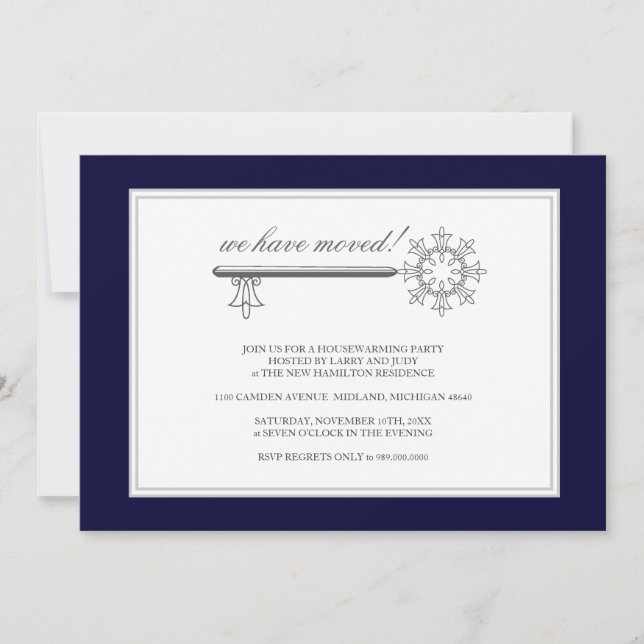 Housewarming Party Invitation {Navy Blue} (Front)