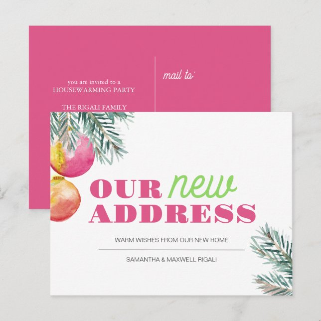 Housewarming Party Invitation Postcards Christmas (Front/Back)