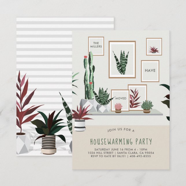Housewarming Party Invitation | Potted Plants (Front/Back)