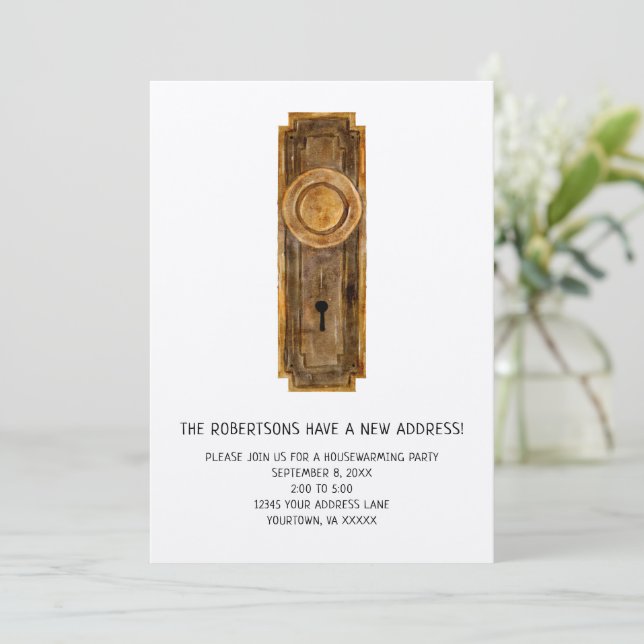 Housewarming Party Invitation with Door Knob (Standing Front)