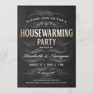 Housewarming Party Invitations Gold Foil