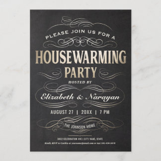Housewarming Party Invitations Gold Foil