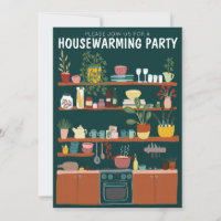 Housewarming Party Invite Cute Art Cosy Kitchen 
