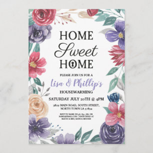 Housewarming Party Jewel Flowers Floral New Home Invitation