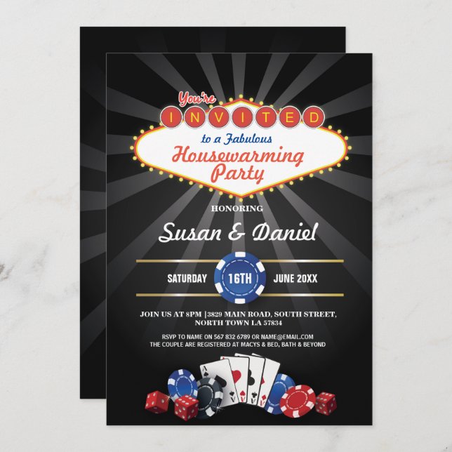 Housewarming Party Las Vegas Casino Dice Invite (Front/Back)