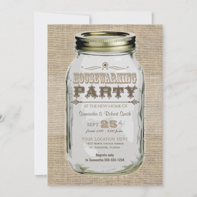 Housewarming Party Mason Jar Invitation (Front)