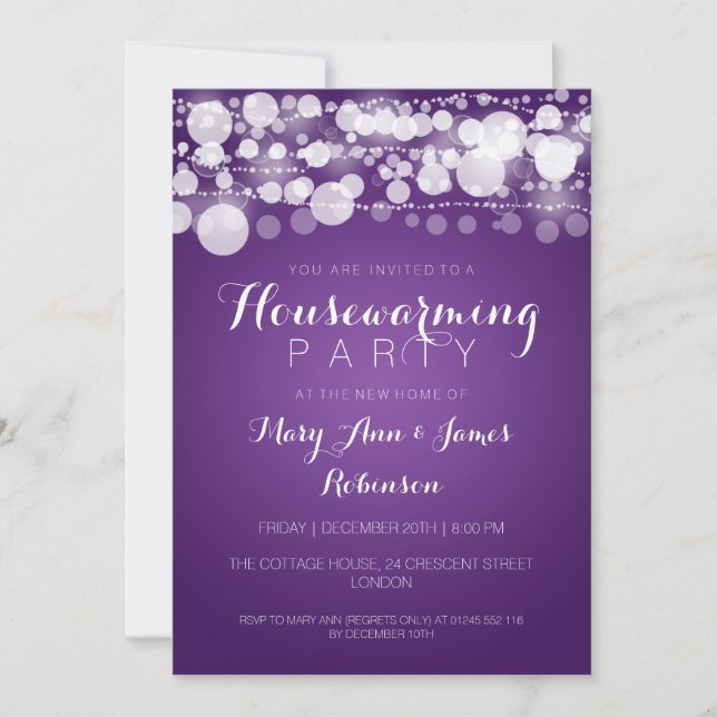 Housewarming Party Modern Dots Purple Invitation (Front)