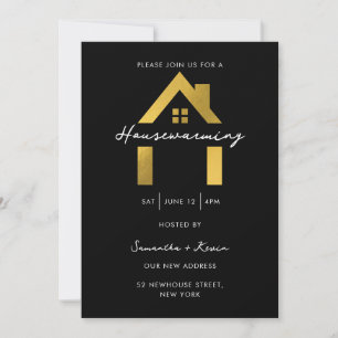 Housewarming Party Modern Minimalist Home Gold Invitation