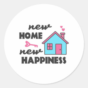 Housewarming party New Home New Happiness Classic Round Sticker