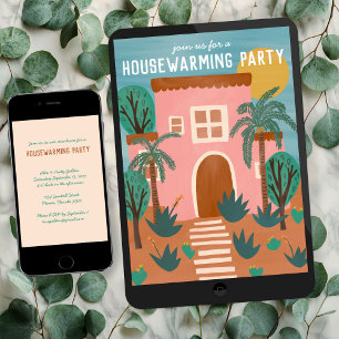 HOUSEWARMING PARTY New Pink Home Address CUSTOM Invitation