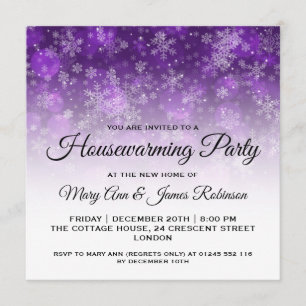 Housewarming Party Purple Holiday Sparkle Invitation