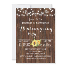Housewarming Party Rustic Wooden Sunflowers