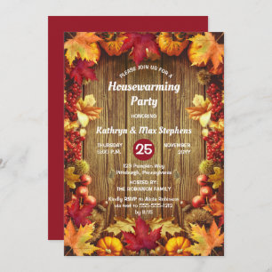 Housewarming Party  - Rustic Woodsy Fall Leaves  I Invitation