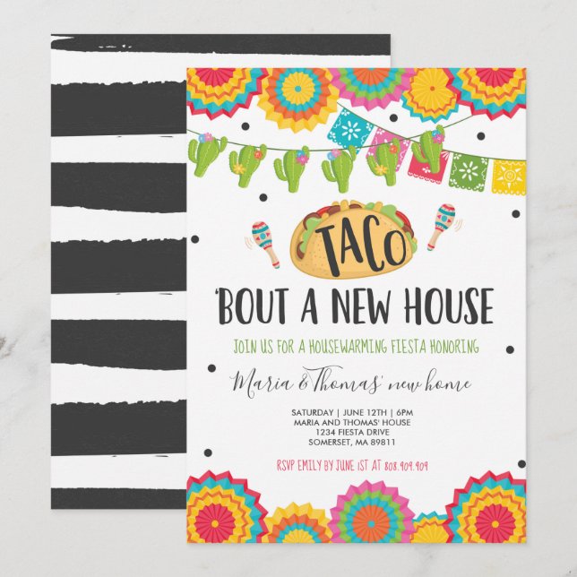 Housewarming Party Taco 'Bout A New Home Fiesta Invitation (Front/Back)