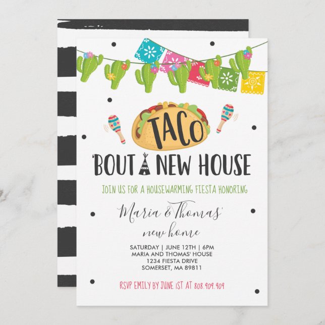 Housewarming Party Taco 'Bout A New Home Fiesta Invitation (Front/Back)