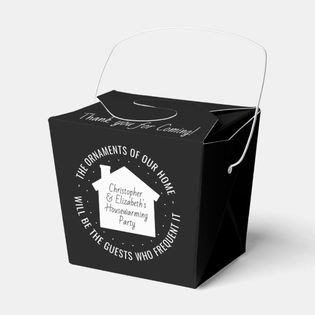 Housewarming Party Thank You Black & White Elegant Favour Box (Front Side)