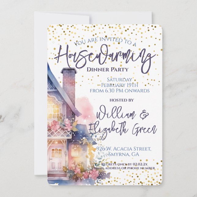 Housewarming Party Watercolor Invitation (Front)