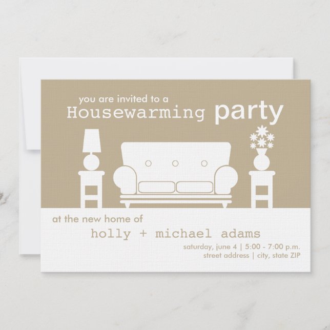 Housewarming Party - White Living Room Invitation (Front)