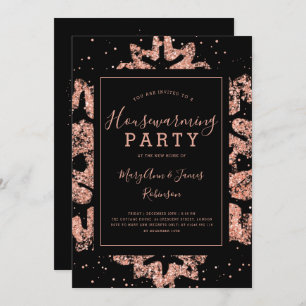 Housewarming Party   Winter Glitter Rose Gold Invitation