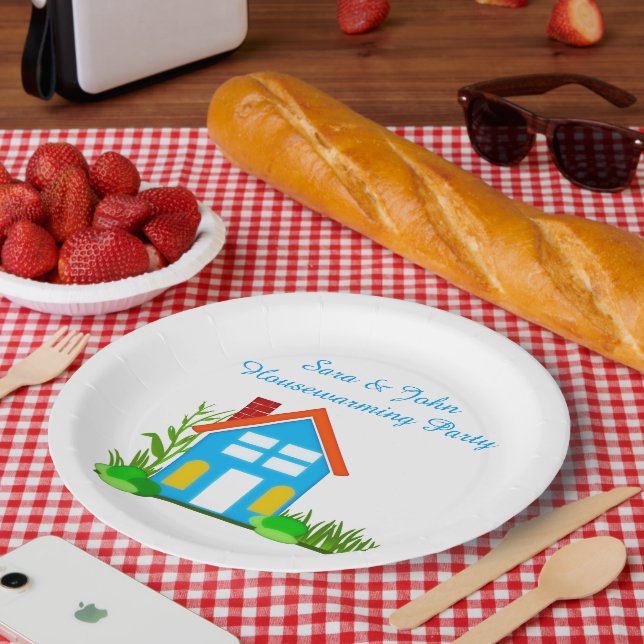 Housewarming Party with Monogram Paper Plates 9" (Picnic)