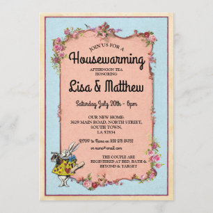 Housewarming Party Wonderland Rabbit Tea Invite