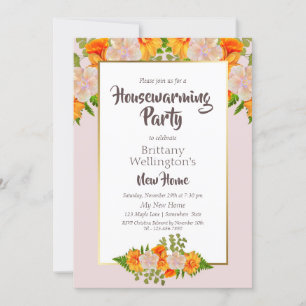 Housewarming Pink and Orange Party Invitation