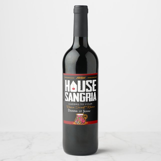Housewarming sangria bottle label (Front)