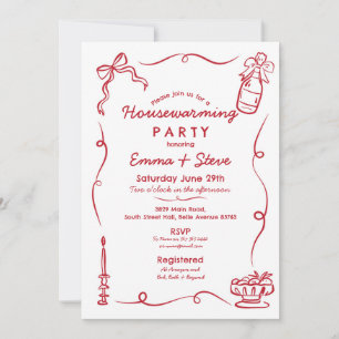 Housewarming Whimsical Hand Drawn New Home Invitation